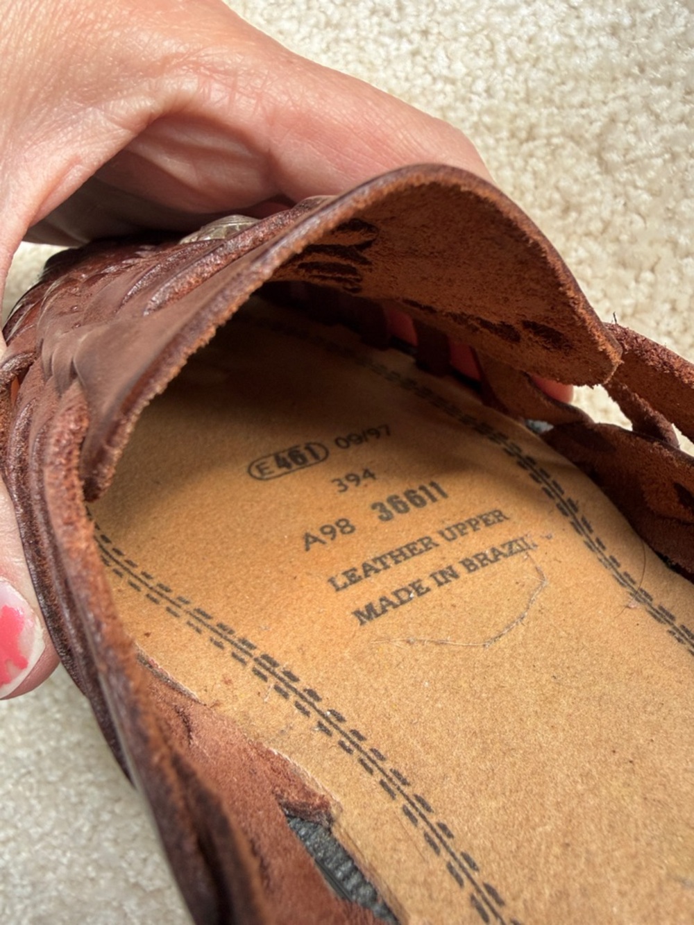 Vintage Basic Editions Women’s Brown Leather Woven Sandal size 7 - Picture 4 of 4